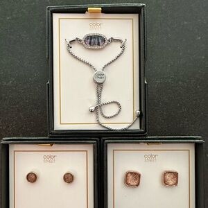 Color Street earrings and bracelet